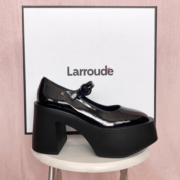 Larroude Shoes - LARROUDÉ Olivia Platform Pump In Black Patent Leather, Size 7